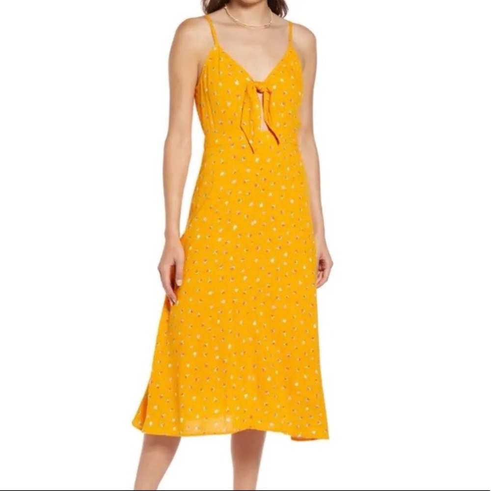 BP. Orange Tie Detail Crepe Midi Sundress